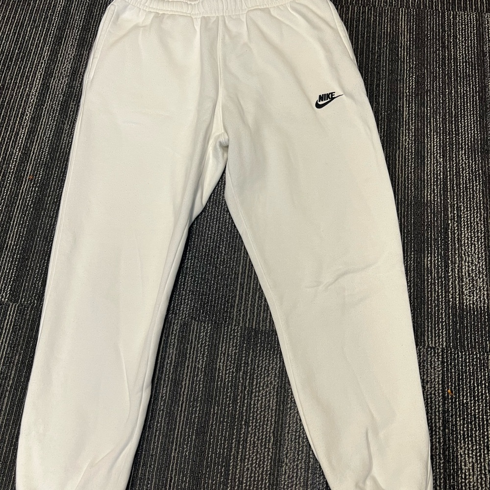 Nike White Joggers with Black Logo